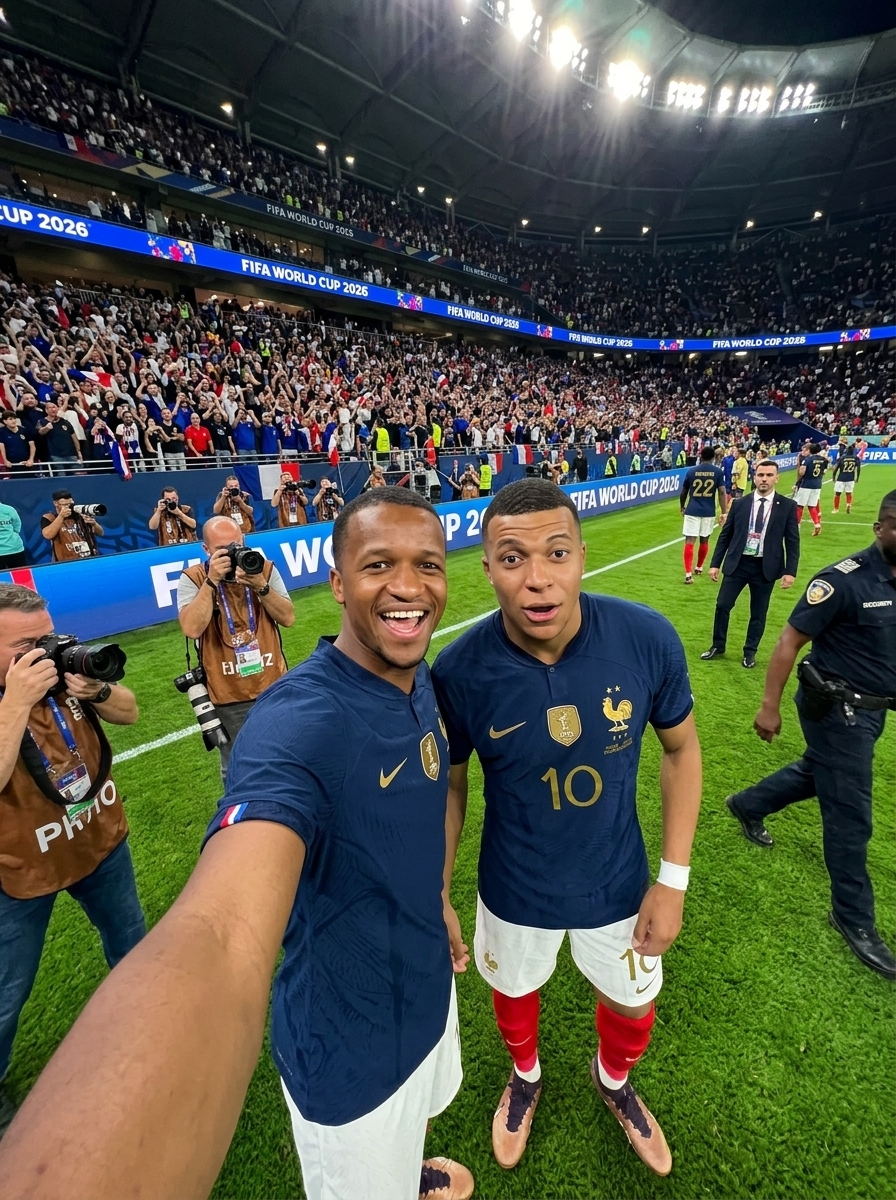 Selfie captured during the FIFA World Cup with Mbappe