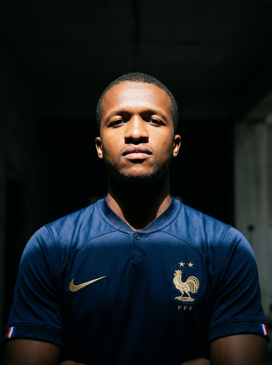 Cinematic low-angle portrait image